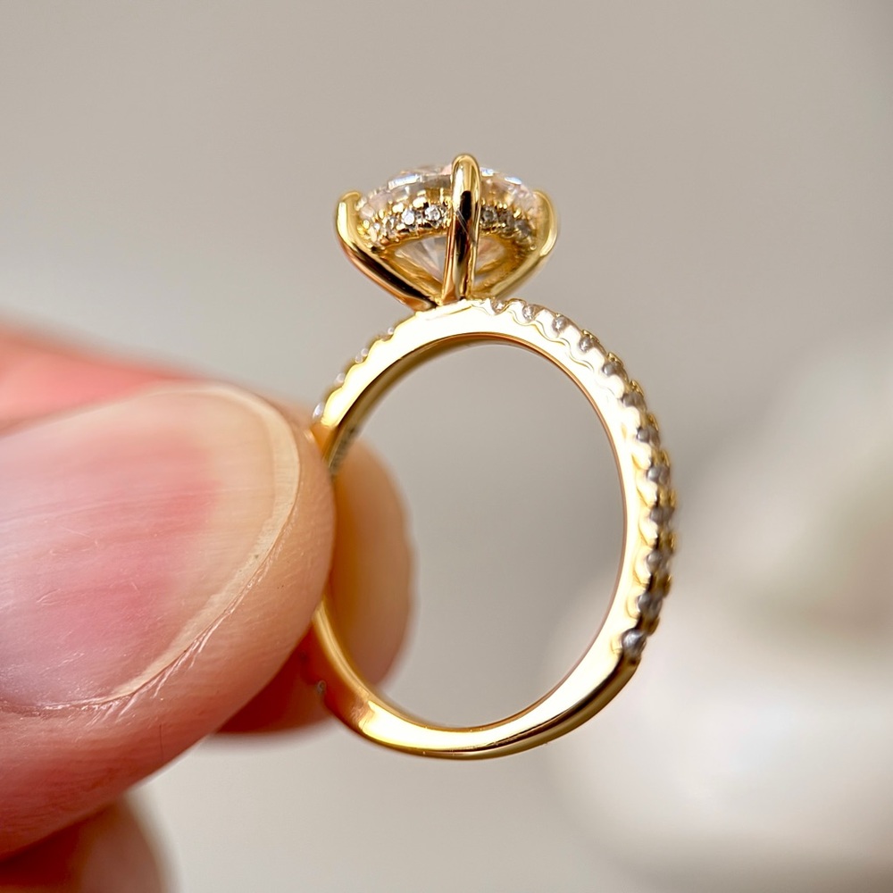 2ct S925 Moissanite Ring Hidden Halo Engagement Ring Sterling Silver 14k Plated - Picture 7 of 10